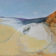 kath-wallace-covehithe-beach-eastcoast-2016-oil-and-mixed-media-on-canvas-20x65cm